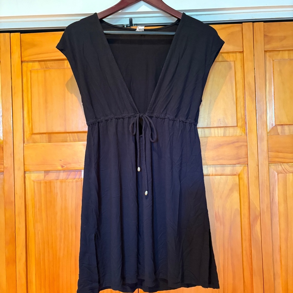 Merona Beach Coverup from Target, Black, V-Neck Drawstring Size Medium